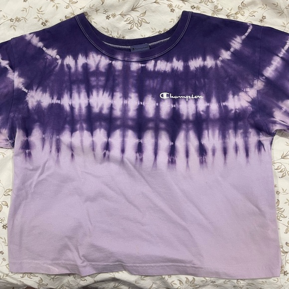 Purple champion tie-dye crop top - Picture 1 of 7